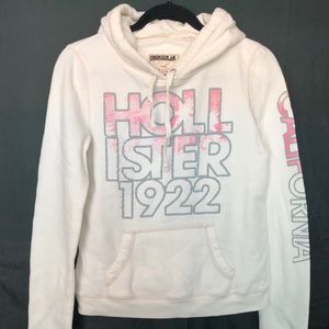 Hollister White and Pink Sweatshirt Hoodie